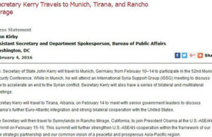 Sekretari i Shtetit, John Kerry viziton Tiranen ne 14 shkurt
