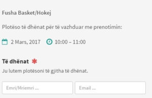 Liqeni Artificial, rezervim online per fushat