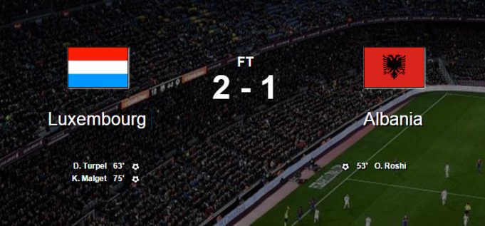 Shqiperia turperohet nga modestet e Luksemburgut me rrezultat 2 – 1