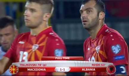 Përfundoi ndeshja Maqedoni-Shqipëri, rezultati 1-1