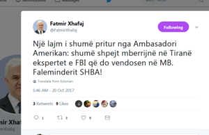 Xhafaj: Ekspertet e FBI se shpejti ne Tirane